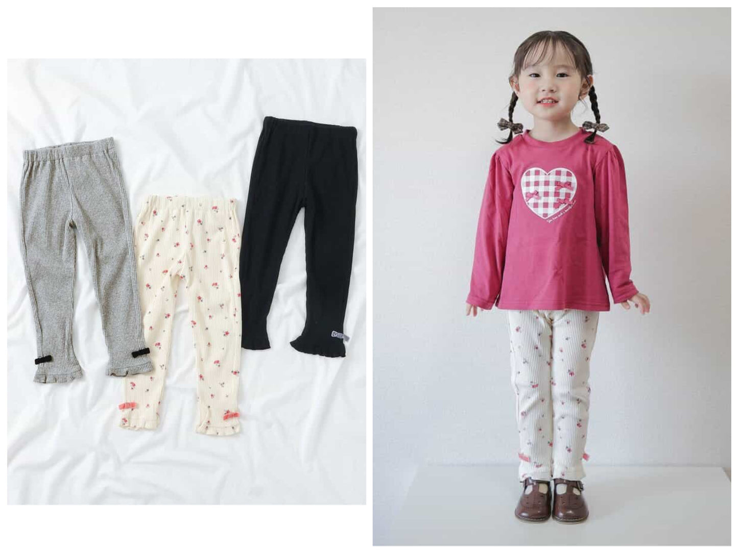 日本童裝 apres les cours 蝴蝶結打底褲 80-130cm 女童款 秋季 PANTS