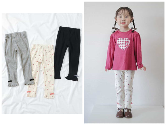 日本童裝 apres les cours 蝴蝶結打底褲 80-130cm 女童款 秋季 PANTS