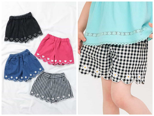日本童裝 apres les cours 扇貝形下擺刺繡短褲 80-140cm 女童款 秋季 PANTS