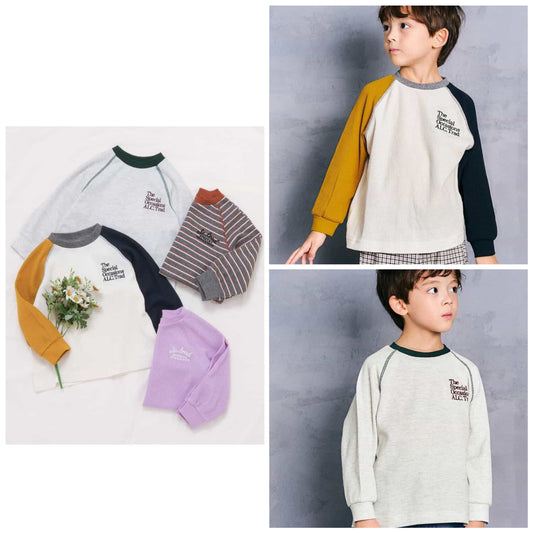 日本童裝 apres les cours 字母華夫格上衣 80-130cm 男童款/女童款 秋季 TOPS