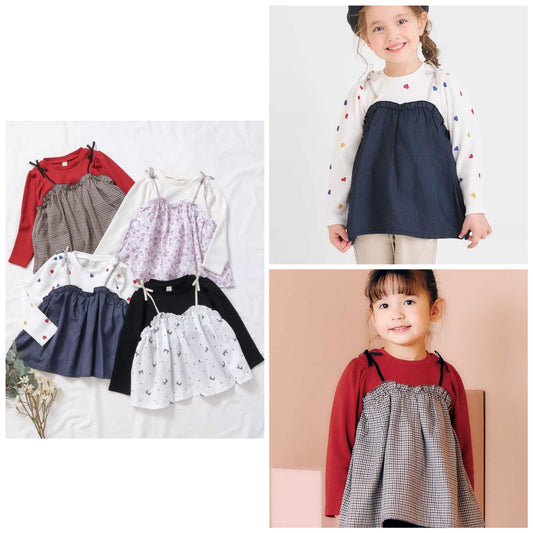 日本童裝 apres les cours 假兩件上衣 80-140cm 女童款 秋季 TOPS