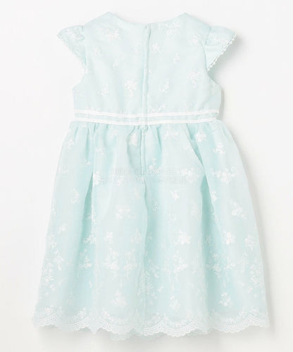 日本童裝 aF#a325 刺繡花卉短袖連身裙 110-130cm 女童款 冬季 DRESSES 面試/宴會/表演