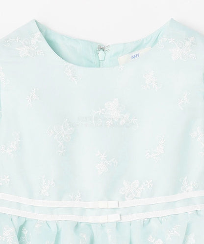 日本童裝 aF#a325 刺繡花卉短袖連身裙 110-130cm 女童款 冬季 DRESSES 面試/宴會/表演