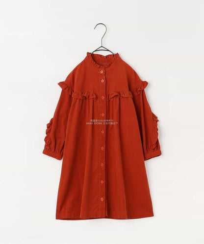 日本童裝 p.premier 荷葉邊襯衫連身裙 80-140cm 女童款 秋季 DRESSES
