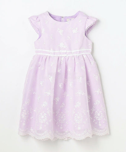 日本童裝 aF#a325 刺繡花卉短袖連身裙 110-130cm 女童款 冬季 DRESSES 面試/宴會/表演