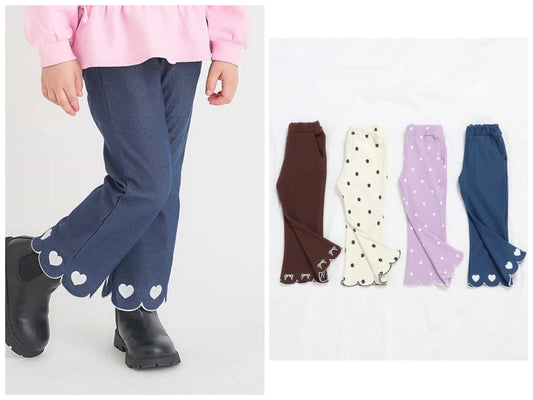 日本童裝 apres les cours 扇貝形下擺長褲 80-140cm 女童款 秋季 PANTS