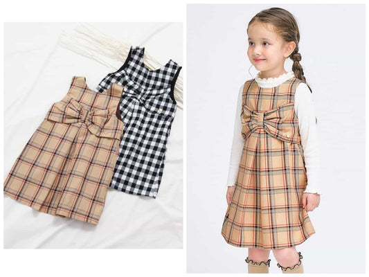 日本童裝 apres les cours 格仔背心連身裙 80-140cm 女童款 秋季 DRESSES