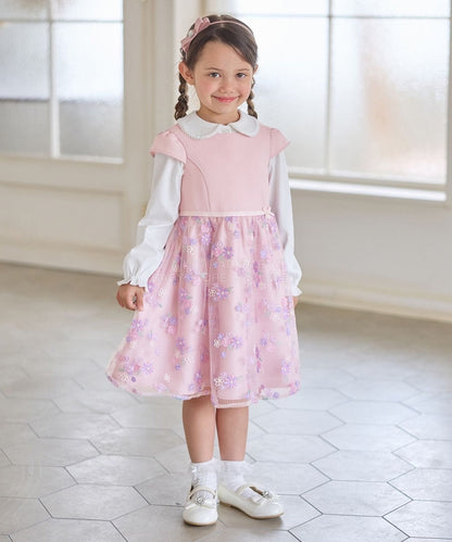 日本童裝 aF#a325 圓領翻領襯衫 110-130cm 女童款 冬季 TOPS 面試/宴會/表演