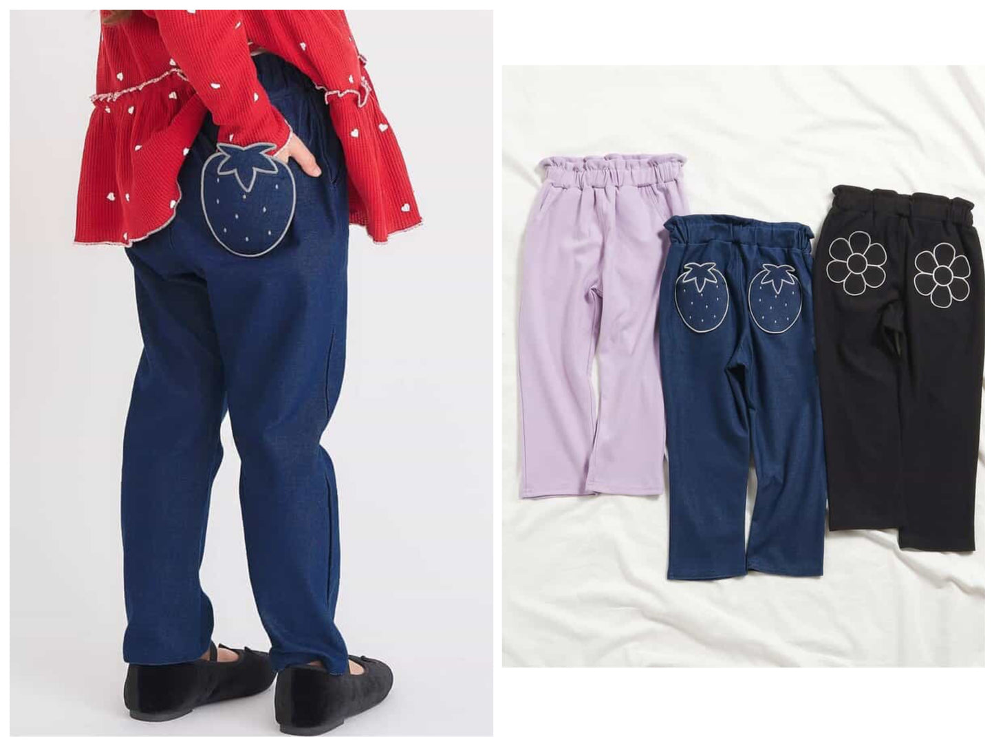 日本童裝 apres les cours 可愛後袋長褲 80-140cm 女童款 秋季 PANTS