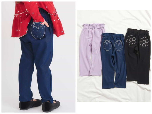 日本童裝 apres les cours 可愛後袋長褲 80-140cm 女童款 秋季 PANTS