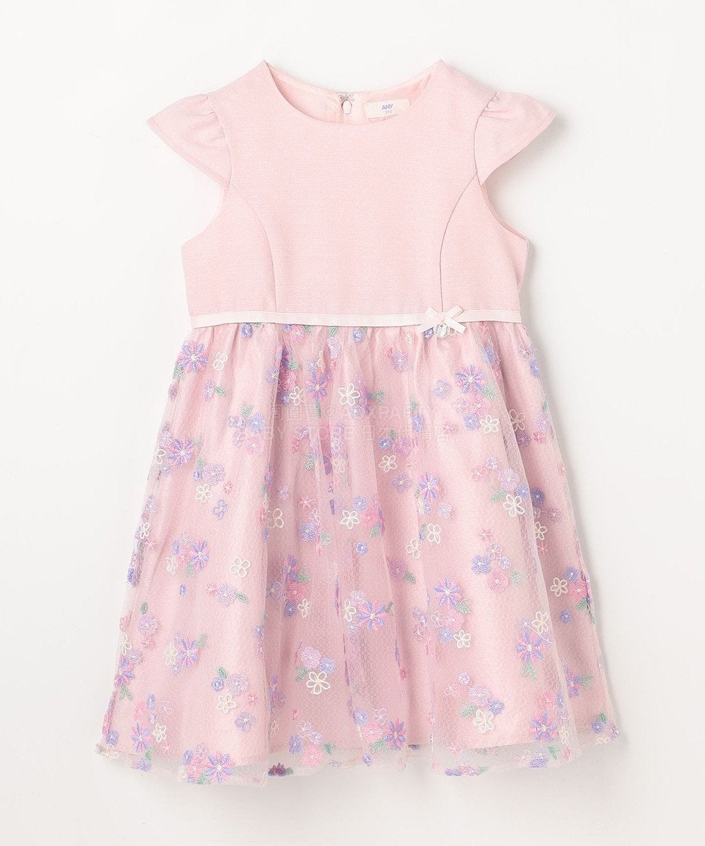 日本童裝 aF#a325 刺繡花卉短袖連身裙 110-130cm 女童款 冬季 DRESSES 面試/宴會/表演