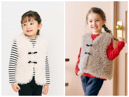 日本童裝 apres les cours 毛毛背心外套 90-140cm 女童款 秋季 OUTERWEAR