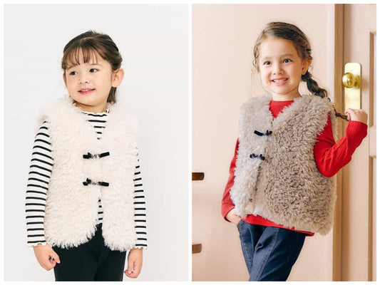 日本童裝 apres les cours 毛毛背心外套 90-140cm 女童款 秋季 OUTERWEAR