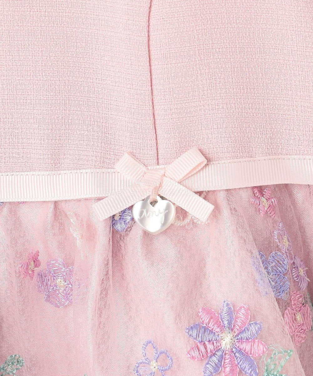 日本童裝 aF#a325 刺繡花卉短袖連身裙 110-130cm 女童款 冬季 DRESSES 面試/宴會/表演