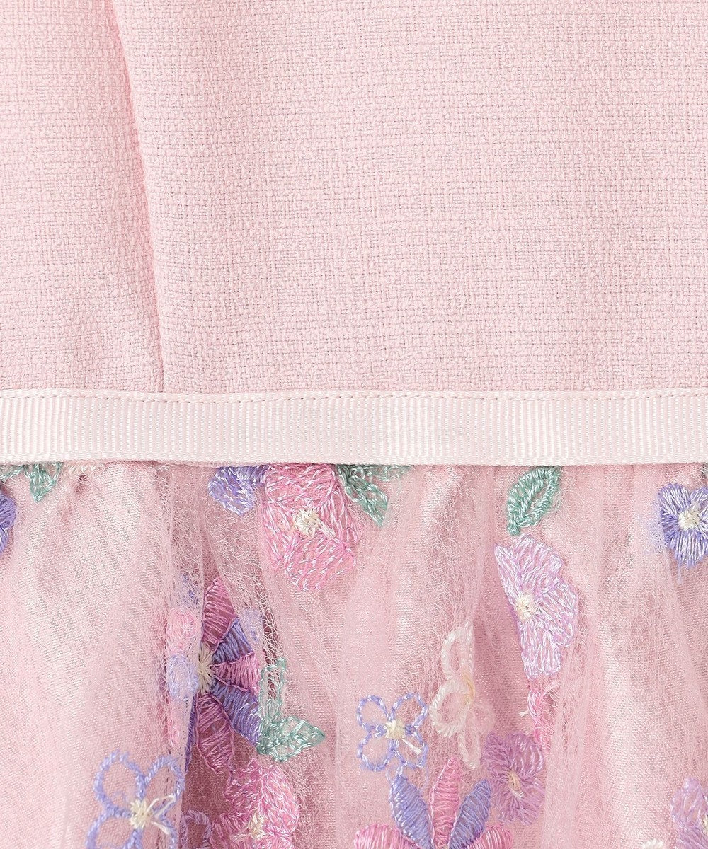 日本童裝 aF#a325 刺繡花卉短袖連身裙 110-130cm 女童款 冬季 DRESSES 面試/宴會/表演