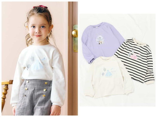 日本童裝 apres les cours 貓咪和公主圖案上衣 80-140cm 女童款 秋季 TOPS