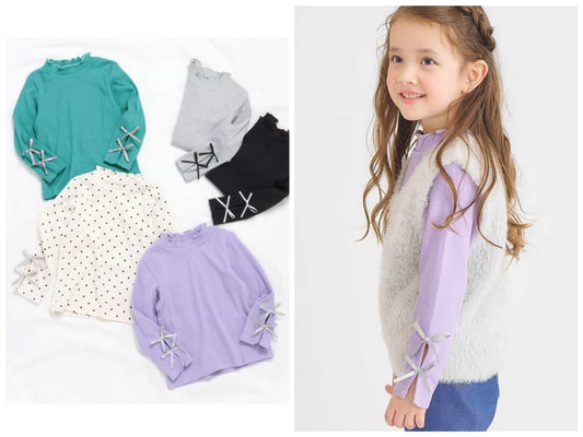 日本童裝 apres les cours 蝴蝶結袖上衣 80-140cm 女童款 秋季 TOPS