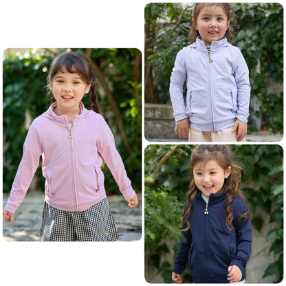 日本童裝 aF#a325 防UV 鑽石車厘子拉練連帽外套 110-160cm 女童款 夏季 OUTERWEAR