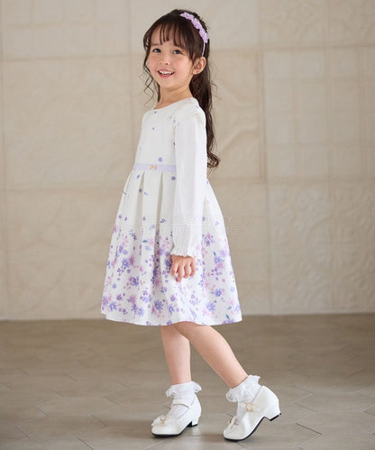 日本童裝 aF#a325 花花印花短袖連身裙 110-130cm 女童款 冬季 DRESSES 面試/宴會/表演