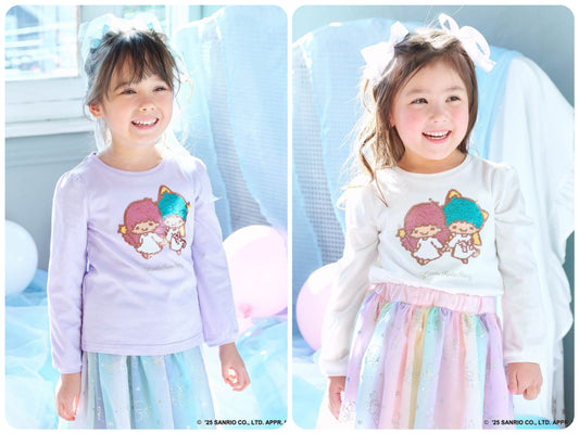Japanese children's clothing aF#a325 Little Twin Stars 2Way sequined long-sleeved top 100-140cm girls summer TOPS 