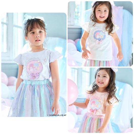 Japanese children's clothing aF#a325 Little Twin Stars printed top 90-160cm girls summer TOPS 