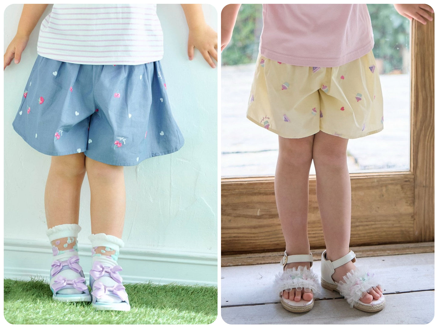 Japanese children's clothing aF#a325 cute embroidered culottes 100-150cm girls summer PANTS 