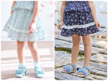 Japanese children's clothing aF#a325 floral short skirt 110-160cm girls summer SKIRTS 