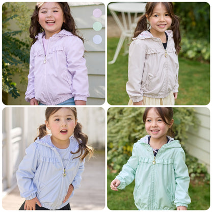 Japanese children's clothing aF#a325 2Way waterproof series double-sided two-wear cute floral lined hooded jacket 100-160cm girls summer outerwear 
