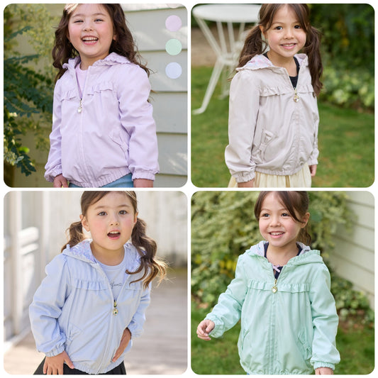 Japanese children's clothing aF#a325 2Way waterproof series double-sided two-wear cute floral lined hooded jacket 100-160cm girls summer outerwear 