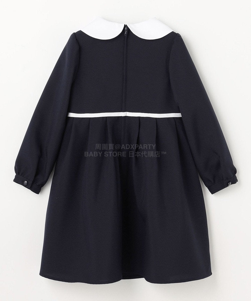 日本童裝 aF#a325  領口緞帶長袖連身裙 110-130cm 女童款 冬季 DRESSES 面試/宴會/表演