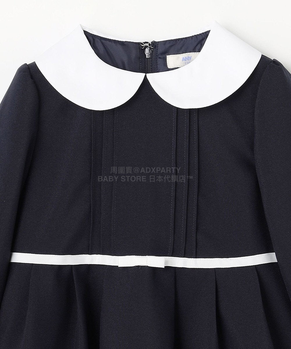 日本童裝 aF#a325  領口緞帶長袖連身裙 110-130cm 女童款 冬季 DRESSES 面試/宴會/表演