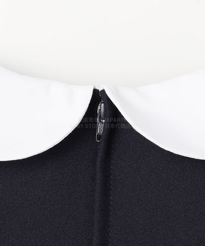 日本童裝 aF#a325  領口緞帶長袖連身裙 110-130cm 女童款 冬季 DRESSES 面試/宴會/表演