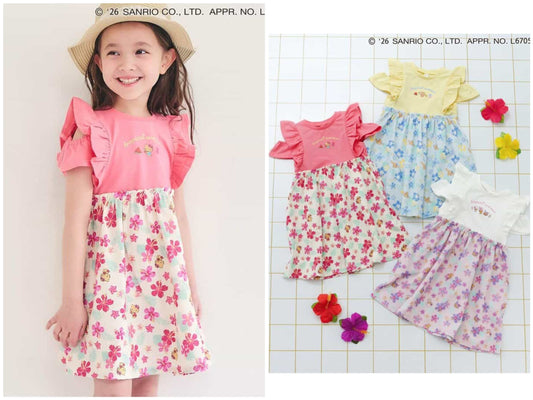 日本童裝 apres les cours x Sanrio 熱帶風情露肩連身裙 80-140cm 女童款 夏季 DRESSES