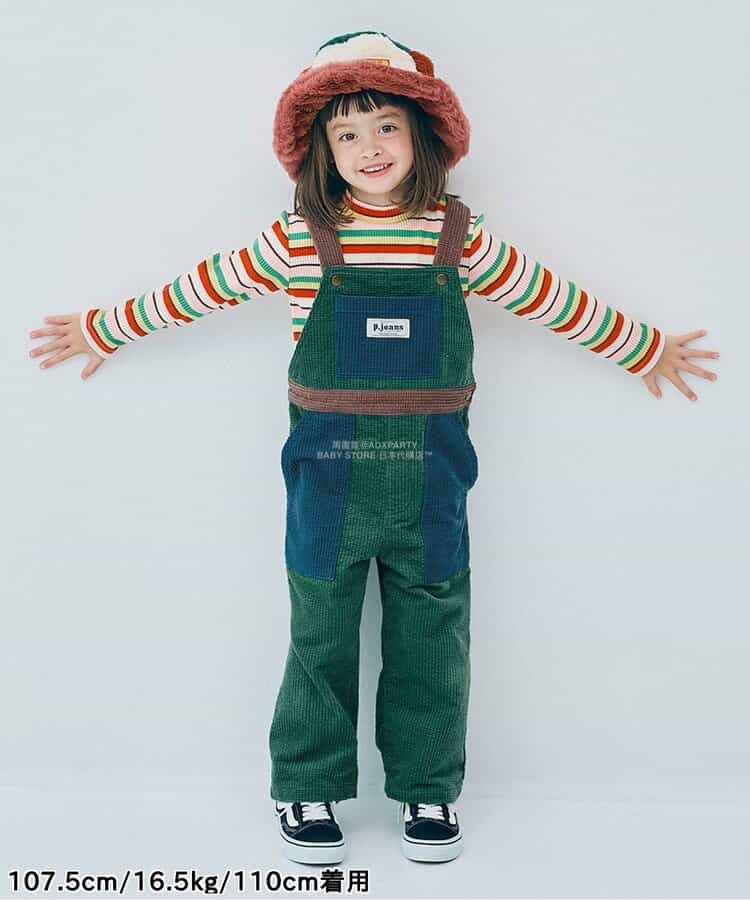 日本童裝 p.premier 多彩燈芯絨工裝褲 80-140cm 男童款/女童款 秋季 Jumpsuit 聖誕紅/新年紅