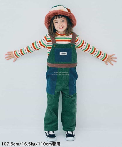 日本童裝 p.premier 多彩燈芯絨工裝褲 80-140cm 男童款/女童款 秋季 Jumpsuit 聖誕紅/新年紅