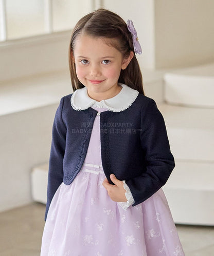 日本童裝 aF#a325 無領小香風短外套 110-130cm 女童款 冬季 OUTERWEAR 面試/宴會/表演