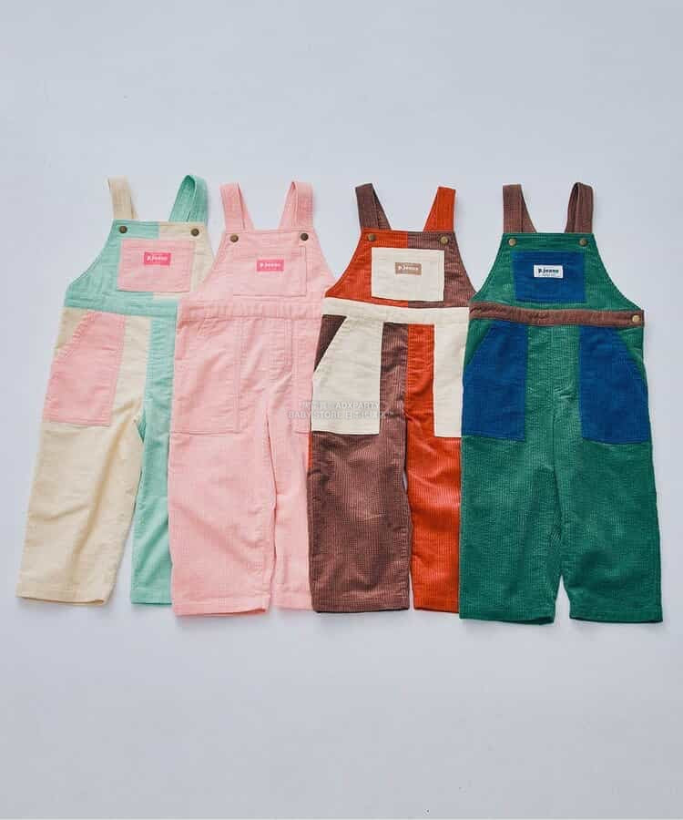 日本童裝 p.premier 多彩燈芯絨工裝褲 80-140cm 男童款/女童款 秋季 Jumpsuit 聖誕紅/新年紅