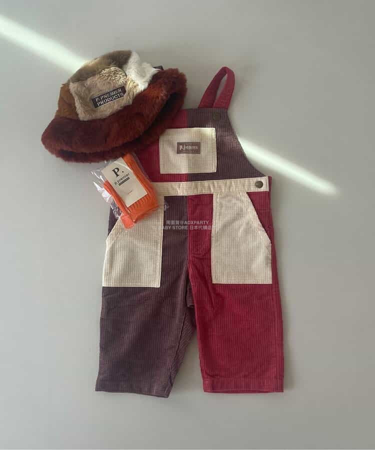 日本童裝 p.premier 多彩燈芯絨工裝褲 80-140cm 男童款/女童款 秋季 Jumpsuit 聖誕紅/新年紅
