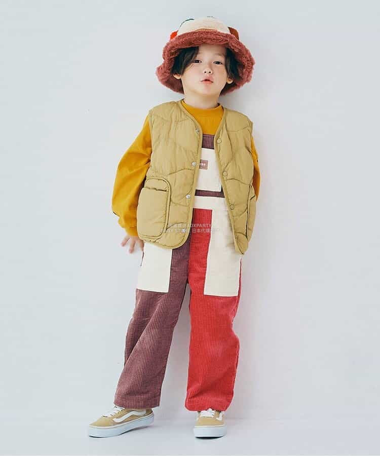 日本童裝 p.premier 多彩燈芯絨工裝褲 80-140cm 男童款/女童款 秋季 Jumpsuit 聖誕紅/新年紅
