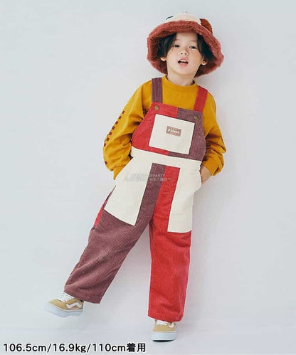 日本童裝 p.premier 多彩燈芯絨工裝褲 80-140cm 男童款/女童款 秋季 Jumpsuit 聖誕紅/新年紅