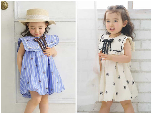 日本童裝 apres les cours x tiny bear 水手領泡泡連身裙 80-120cm 女童款 夏季 DRESSES