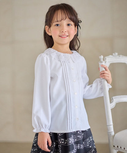 日本童裝 aF#a325 蕾絲領襯衫 110-130cm 女童款 冬季 TOPS 面試/宴會/表演