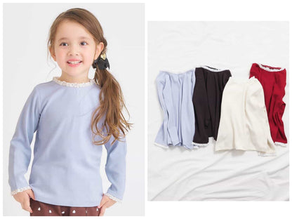 日本童裝 apres les cours 心型荷葉邊上衣 80-140cm 女童款 秋季 TOPS 聖誕紅/新年紅