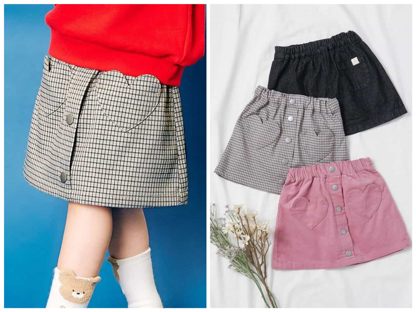 日本童裝 apres les cours 心型口袋短裙 80-140cm 女童款 秋季 SKIRTS