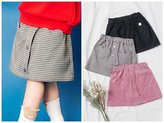 日本童裝 apres les cours 心型口袋短裙 80-140cm 女童款 秋季 SKIRTS