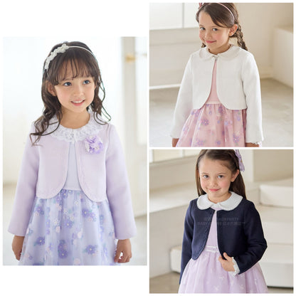 日本童裝 aF#a325 無領小香風短外套 110-130cm 女童款 冬季 OUTERWEAR 面試/宴會/表演