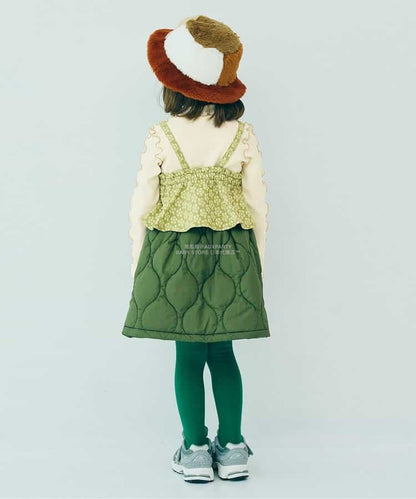 日本童裝 p.premier 花卉提花吊帶及上衣兩件套裝 80-140cm 女童款 秋季 TOPS