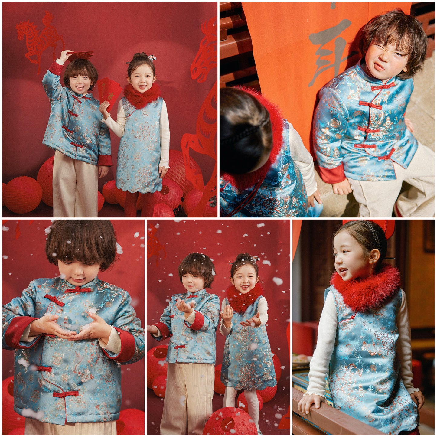 新年童裝 福瀾鯉章唐裝外套/背心旗袍裙 90-150cm 男童款/女童款 新年中式華服唐裝 新春馬年 2026年 AAA