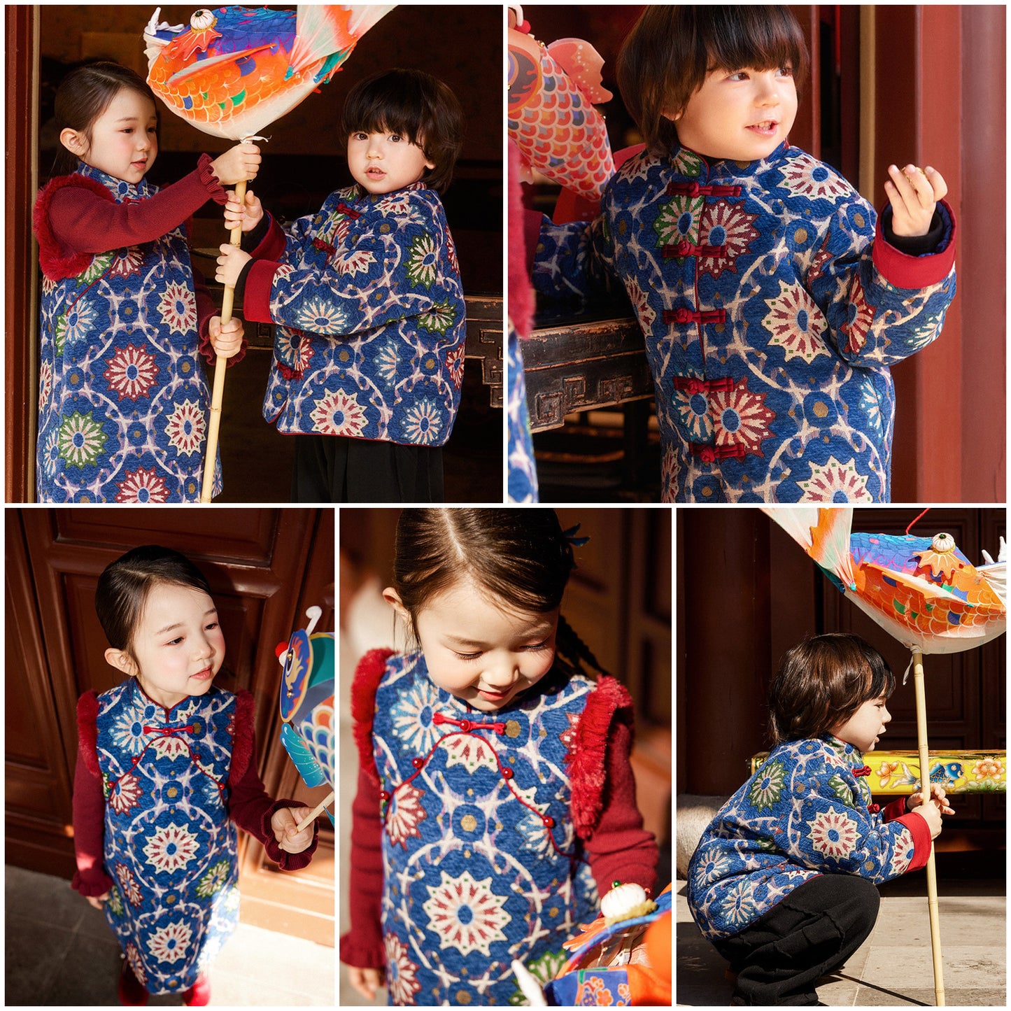 新年童裝 福祿生花唐裝外套/旗袍背心裙 90-150cm 男童款/女童款 新年中式華服唐裝 新春馬年 2026年 AAA