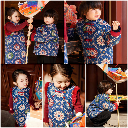 新年童裝 福祿生花唐裝外套/旗袍背心裙 90-150cm 男童款/女童款 新年中式華服唐裝 新春馬年 2026年 AAA